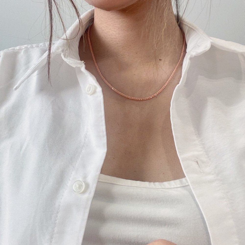 925 Sterling Silver Shiny Clavicle Chain Necklace